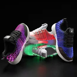 UncleJerry Luminous Sneakers New Fiber Optic Shoes for Women Men Boys Girls USB Rechargeable Shoes for Christmas gift