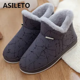 Botas asileto 2021 Novos casais Winter Tornozelo Botas de neve fofas Sapatos de piso unissex algodão morto homem anti -deslizamento de pelúcia menos 30 graus