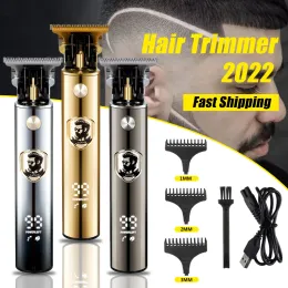 トリマー2022 New T9 Electric LCD Hair Clipper Professional Rechargeable Hair Coting Hine Man Shaver Trimmer for Men Barber USB Beard