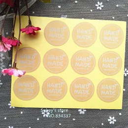 Window Stickers 240pcs/lot Round Kraft Paper "hand Made" Sticker Seal Cup Gift Box Baking Package Cake DIY Decoration