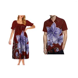 Vestidos casuais de alta qualidade personalizado impressão digital micronésia mumu tradicional vintage quadrado pescoço plissado meia manga senhoras