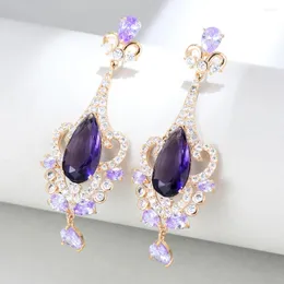 Kolczyki Dangle Godki Royal Vintage Waterdrop dla kobiet Wedding Cubic Zirconia Dubai Bridal Costume Jewelry 2024 Letni impreza