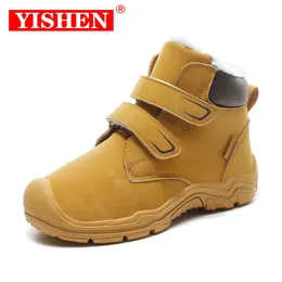 Yishen Snow Boots Children Winter Hightop 따뜻한 플러시 어린이 야외 스웨이드 패션 트렌드 소녀 소년 신발 병 240321