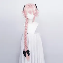 لعبة Wigs Game Fate Apocryph Astolfo Cosplay Cosplay Coms Pink Pink Have Hair Hairween Play Play + 3 قطع أغطية رأس أسود