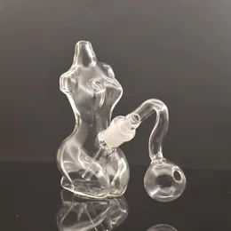 Güzellik şekli cam bong nargile teçhizat/Sigara için bubbler 14mm dişi downstem perc el ashcatcher bong ile erkek 30mm top yağ brülör borusu ve kuru bitki kasesi