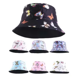 Unisex Bucket Hats Tie-Dye Butterfly Print Fisherman 모자 남성 여성 야외 힙합 버킷 모자 선 스크린 여성 태양 모자 모자