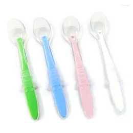 Spoons Baby Soft Silicone Spoon Training Self Feeding For Kids Toddlers Children Infants Temperature Sensing Drop