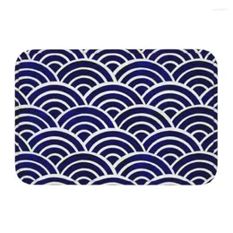 Mattor Personlig japansk Seigaiha Wave Doormat Mat Anti-Slip Surfing Surf Bath Kök Toalettmatta 40 60 cm