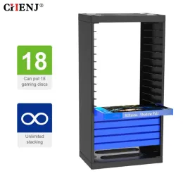 Suporte para caixa de armazenamento de disco host, torre de disco de jogo, suporte vertical, pode armazenar 18 discos de jogo, organizador de suporte para ps4