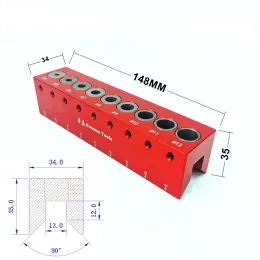 4-12mm Vertical Pocket Hole Jig Woodworking Dowel Drill Guide Self Centering 9-Hole Drill Bit Guide Jig Positioner Locator