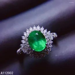 클러스터 반지 kjjeaxcmy Fine Jewelry Natural Emerald 925 Sterling Silver 조정 가능한 보석 여성 링 지원 테스트 트렌디 귀족