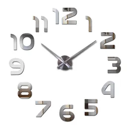 1 Definir números romanos 3d relógio acrílico espelhado relógio de parede digital para sala de estar Design moderno relógio Diy Decoração em casa