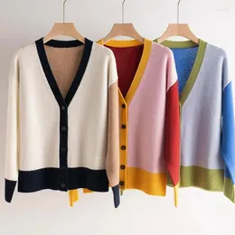 Women's Knits 2024 Early Spring Women Color-blocked Fine Cashmere Hand-Embroidered Cardigan