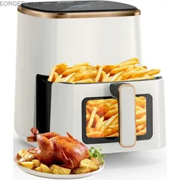 Air Fryers Air Fryer 5.3qt Airfyer с окном просмотра 7 пользовательских предустановков большие воздушные печи с умным цифровым сенсорным экраном Y240402