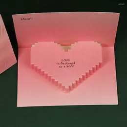 Present Wrap Thredimensional Valentine's Up Cards Creative Beautiful 3D gratulationskort Gradient Color Paper Sculpture