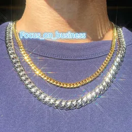 تصميم بسيط 925 Sterling Silver 18K Gold Plated 12mm Wide Silver Cupan Bracelet Hip Hop Jewelry Necklace for Men Women