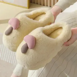 Pantofole con suola spessa autunno inverno simpatico fungo in cotone per coppia femminile per interni ed esterni antiscivolo per la casa in peluche EVA