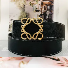 Мода двойная личинка Lychee Men Men Women Designer Belt ширина 3,8 см. Золото сперчатые кожаные ремни