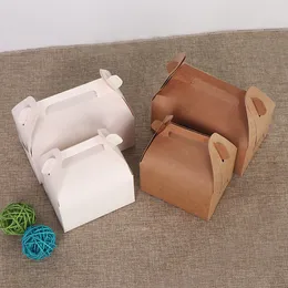 スポットクリエイティブポータブルボックス折りたたみ白い段ボールボックスベーキングケーキボックスクラッカーボックスウェストポイントパッケージングクラフトペーパーボックス