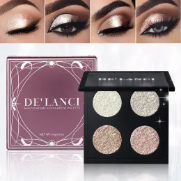 Gölge Glitter Shimmer Metalik Göz Farı Paleti 4 Renk, De'lanci Diamond İnci Göz/Yüz/Vurgulayıcı için Koreli Makyaj