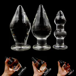 Giocattoli Dia 48/75/80mm Pyrex Crystal Glass Anal Anal Cucia Glass Long Glass Plug GSPOT Masturbatore maschio Masturbatore Diling Sex Toys for Woman Men