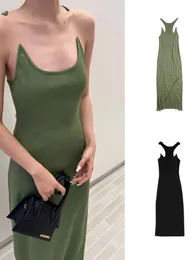 Designer vestidos casuais elástico fino ajuste cintura nádegas invisível fino suspender espinha de peixe colete vestido feminino