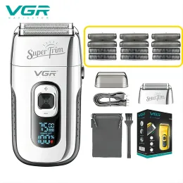 Enheter VGR Face Shaver With Blade Professional Hair Trimmer Golden Electric Shaver Rechargeble Safety Shaving Hine For Men V332