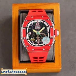 Lyxklockor Mekanisk klocka Swiss Movement Business Leisure RM62-01 Helt kolfiberfodral Tejp Wristwatches High Quality
