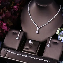 Janekelly Set completo di gioielli da sposa con zirconi per le donne Set di gioielli da sposa in cristallo di lusso Dubai Nigeria CZ 240320