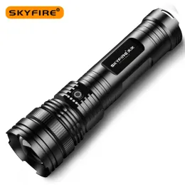 Tools SKYFIRE 2022 HTP/CTP Series LED Tactical Flashlights TypeC USB Rechargeable High Lumen Zoomable Outdoor Waterproof SF656S