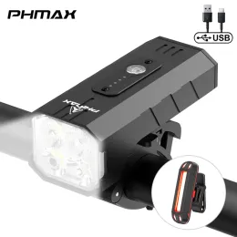 Accessori Phmax Bicycle Lights Front 1200 Lumens Biciclette USB Flashlights Alluminio Mountain Bike Lights