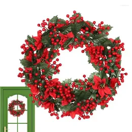 Flores decorativas grinaldas de frutas vermelhas para porta da frente portátil grinalda casa decorações janela pendurado na parede ornamentos decoração de natal ferramentas