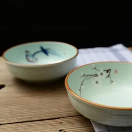 Hotel Tableware Chinese Ceramic Bowl Set Creative Soup Bowl Ceramic Round Bowl Flower Microwave Bowl Dish Plate