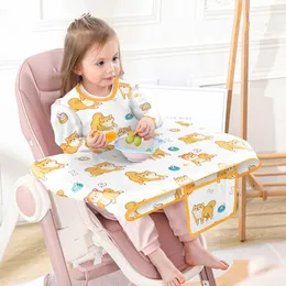 Weaning Bib Attaches & Fully Cover to Baby Highchair Long Sleeves Bib Waterproof Comfortable Machine Washable for BLW
