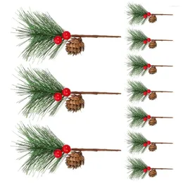 Decorative Flowers 10 Pcs Christmas Tree Decorations Wreath Xmas Berry Picks Stems Floral Arrangement Pine Plug-in Filler Fake Plastic Vase