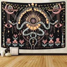 Tapeçarias Mystic Moon Tapeçaria Cobra Olho Oculto Astrologia Hippie Boho para dormitório de quarto