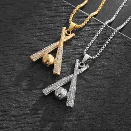 Pendant Necklaces Sports And Leisure Baseball Bat Necklace Shiny Zircon Personality Exquisite Hip-Hop Street Rock Casual Accessories