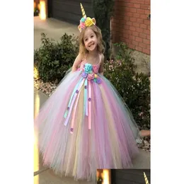 فتيات الفتيات زهرة توتو فستان الأطفال cloghet tle ball ball bull with daisy ripbons children party costume2508181 drop delivery baby m dhc6a