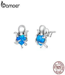 REAL 925 Sterling Silver Octopus Heart Opal Stud örhängen för kvinnor uttalande fina smycken brinco bijoux sce881 2106169706332