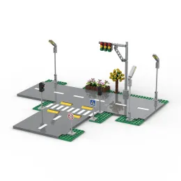 MOC ROAD متوافق مع City Street View Building Lubricks Tailar Lights Sclies Base Friends Bricks DIY Toys for Boys Leduo