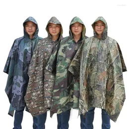 Capas de chuva moda masculina adulto caminhadas ao ar livre montanhismo multifuncional três-em-um camuflagem capa de chuva capa de poliéster