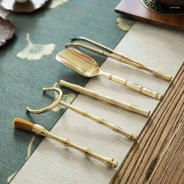 Tea Scoops Ceremony Six Gentleman Have Parts A Set completo Bamboo Spoon Kitchen Teaware Tool