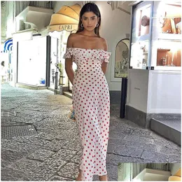 Vestidos Casuais Básicos Mulheres Red Polka Dot Verão Backless Y Vestido Coreano Elegante Lace Up Túnica Bohemia Beach Long Femme Drop Delivery A Dhwei