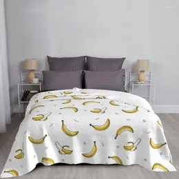 Cobertores amarelo banana flanela verão portátil ultra-macio lance cobertor para cama viagem pelúcia colcha fina