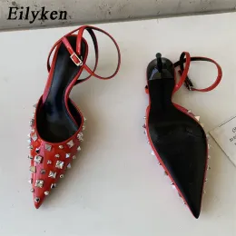 Насосы Eilyken Spring New Pumps Women Shoes Fashion Rivet заостренная пальца, дамы элегантные сандалии Slingback Zapatilla de Muje