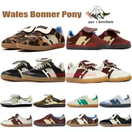 Högkvalitativ Wales Bonner Leopard Shoes Cream Mystery White Fox Brown Womens Trainers Pony Wales Bonner Green Sliver Black Designer Mens Sneakers 36-45