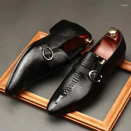 Kleidschuhe Luxus Herren Mönchsriemen Hochzeit Alligatordruck Echtes Leder Handgemacht Business Büro Formal Oxford für Männer