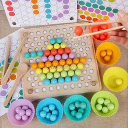 나무 구슬 게임 게임 Montessori Educational Early Learn Children Clip Ball Puzzle Prechool 유아 장난감 어린이 선물