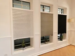 Blind for Window Self Adhesive Pleated Blinds Cordless No Drill Fabric Room Darkening Shades Blackout Bathroom 240322