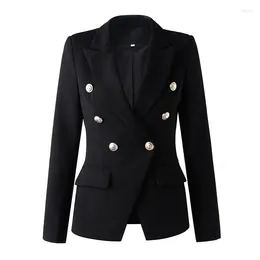 Kombinezony damskie 2024 Spring Blazer Women China China Krótkie blezery i kurtki Metal Lion's Head Bluckle Slim-Fit Suit